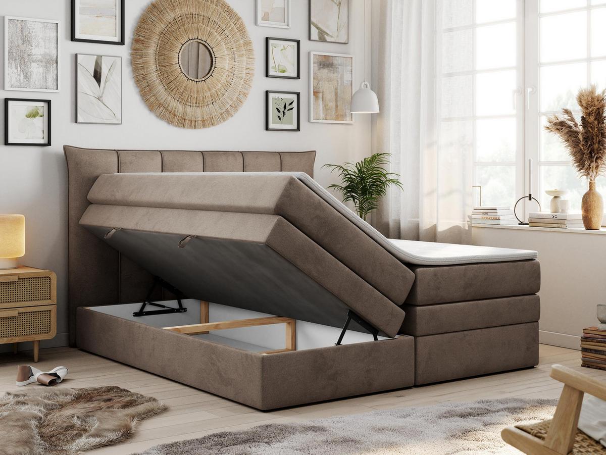 BOXSPRINGBETT PREMIUM 10 KING 180/200 Braun Velvet - H3 - Braun, Holz/Textil (180/200cm) - MKS