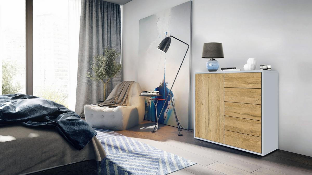 KOMMODE Ben Front in Eiche Nature - Eichefarben, Holzwerkstoff (79/74/36cm) - Vladon