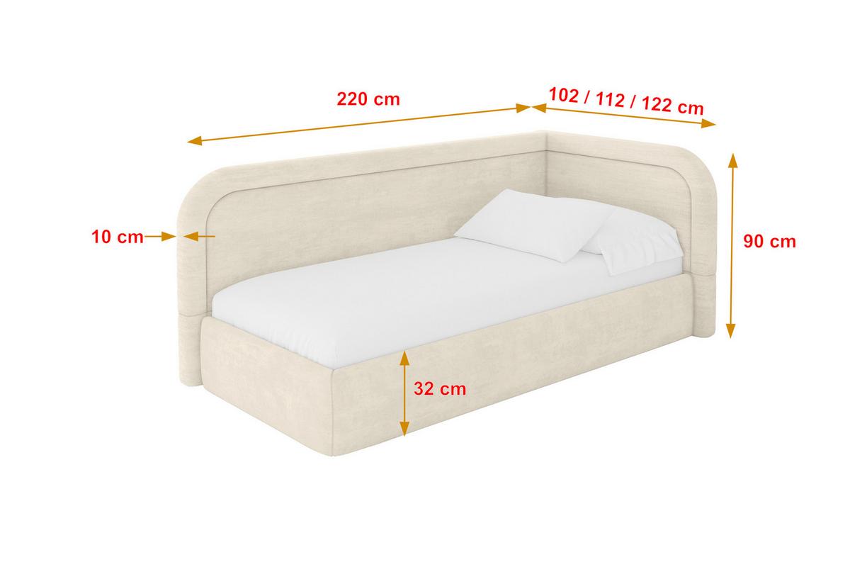 EINZELLBETT Jugendbett mit Bettkasten, Links - JOVY 80x200 Beige - Beige, Holzwerkstoff/Textil (80/200cm) - ALTDECOR