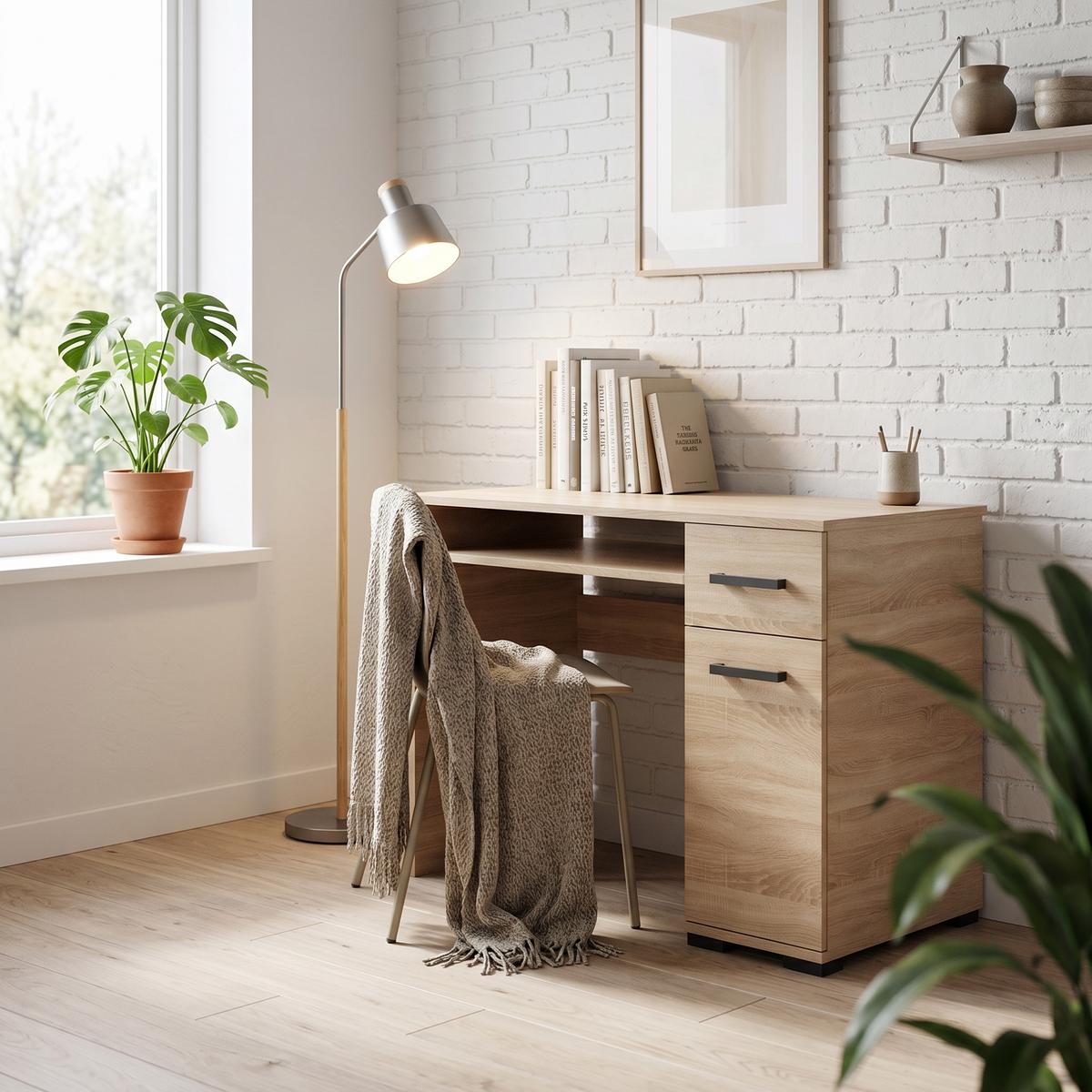 SCHREIBTISCH ALBANO 90x56x75 cm Bürotisch Computertisch, Sonoma Eiche - Sonoma Eiche, Holzwerkstoff (56/90/75cm) - MASSENO