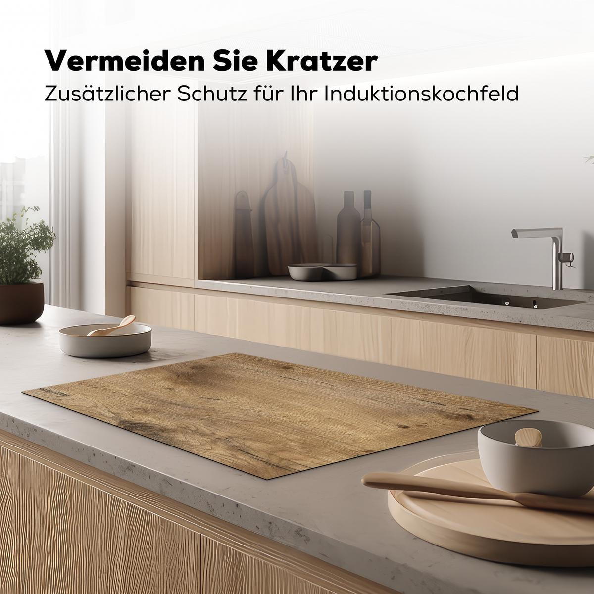 HERDABDECKPLATTE Holz - Braun - Holzoptik Induktionsschutz 81.6x52.7 cm - Eichefarben, Kunststoff (81.6/52.7/0.2cm) - MuchoWow