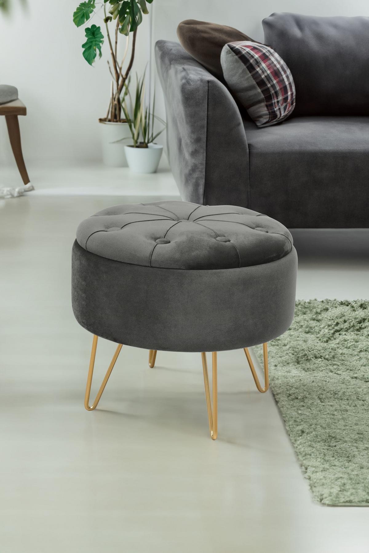 POLSTERHOCKER Grau 38/33/38 - Grau, Textil (38/33/38cm) - RAUMHIRSCH FURNITURE