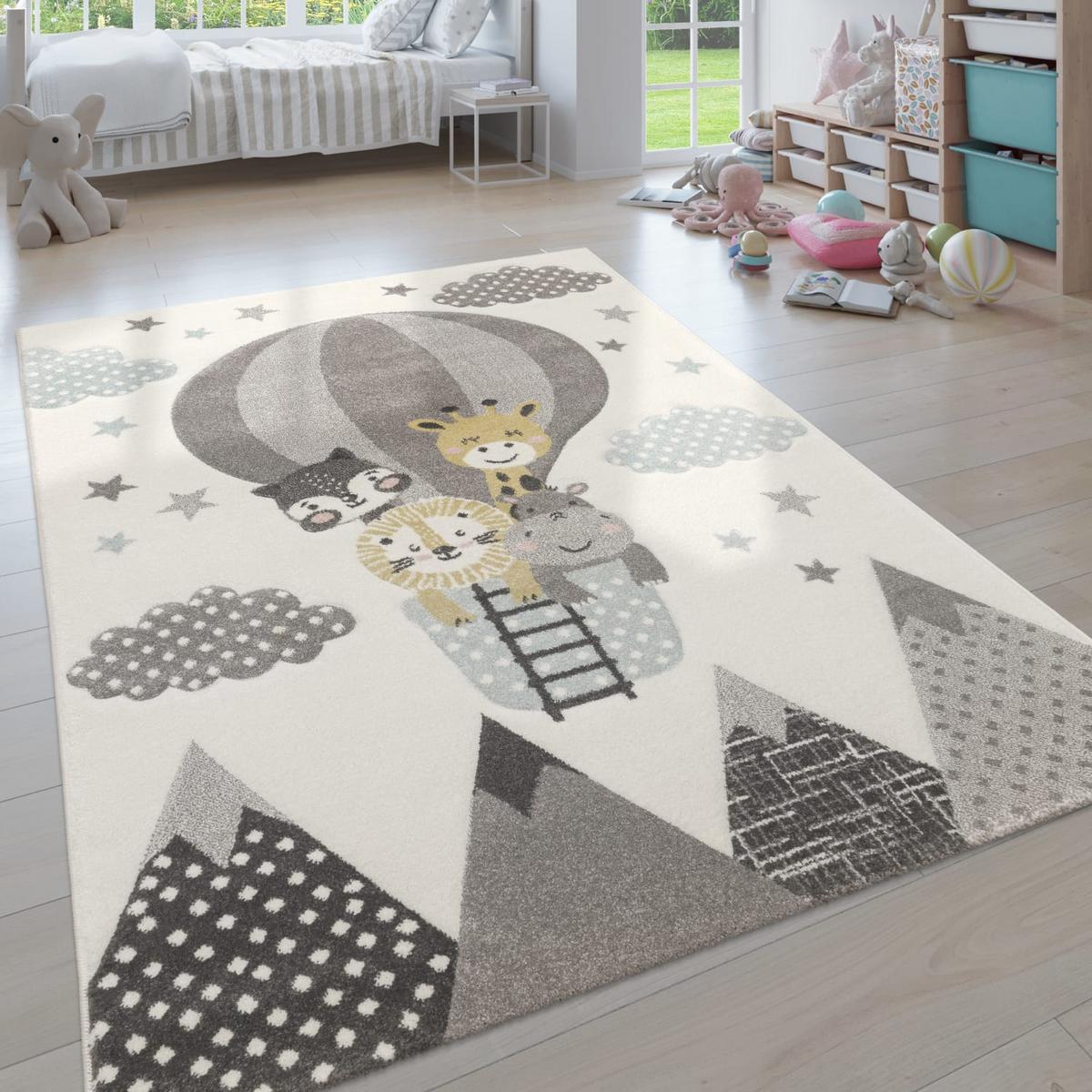 KINDERTEPPICH, mit Ballon- und Tier-Motiv, aus Polypropylen, Creme, 120 x 170 cm - Beige, Textil (120/170cm) - KADIMA DESIGN