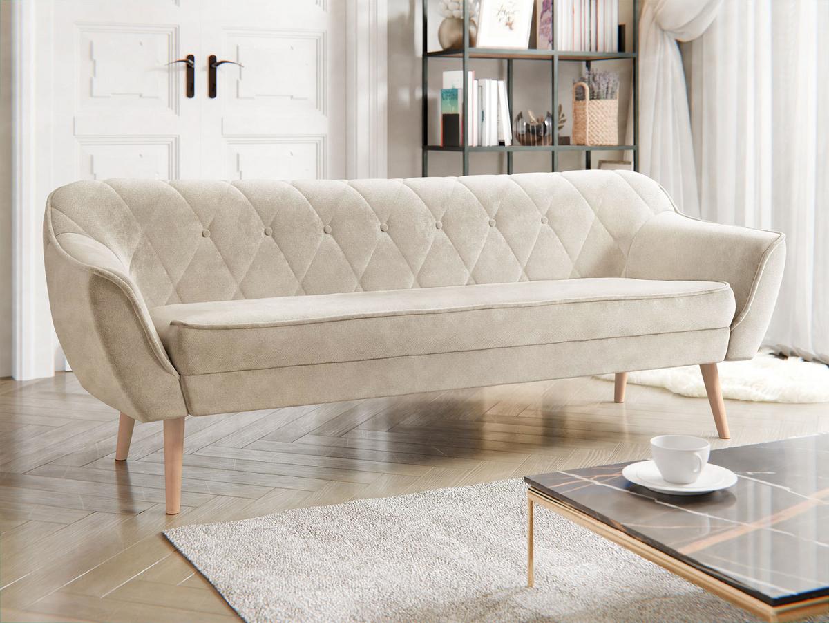 SOFA Skand 3 - Beige/Naturfarben, Holz/Textil (180/75/74cm) - MIRJAN24