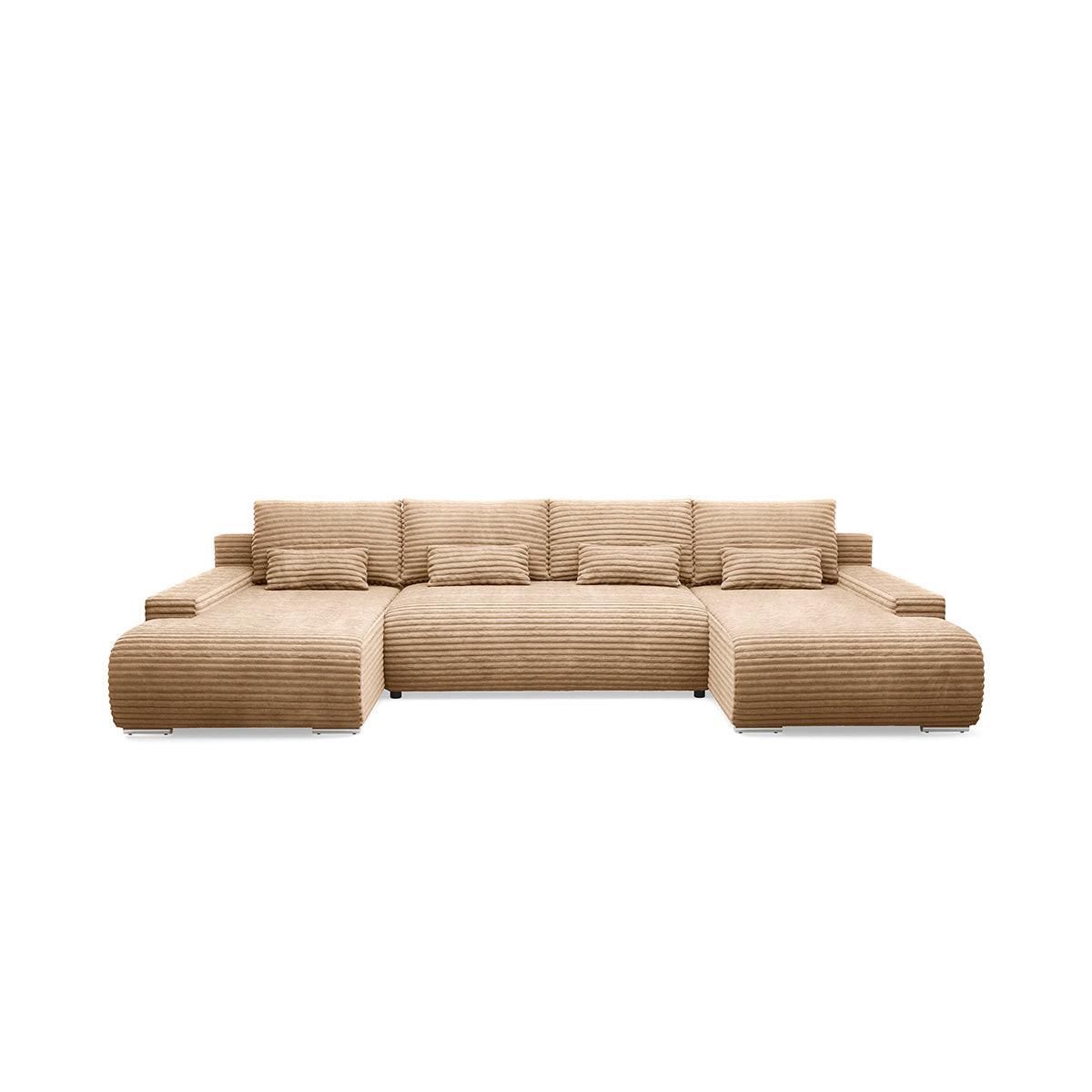 PANORAMASOFA Ivana 4 Sitzplätze Beige - Beige, Holz (350/85/172cm) - Petits-meubles
