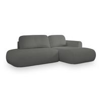 ECKSOFA NUVIRA R-S Grau Boucle-Stoff mit Schlaffunktion - Grau, Holz (279/158cm) - MASSENO