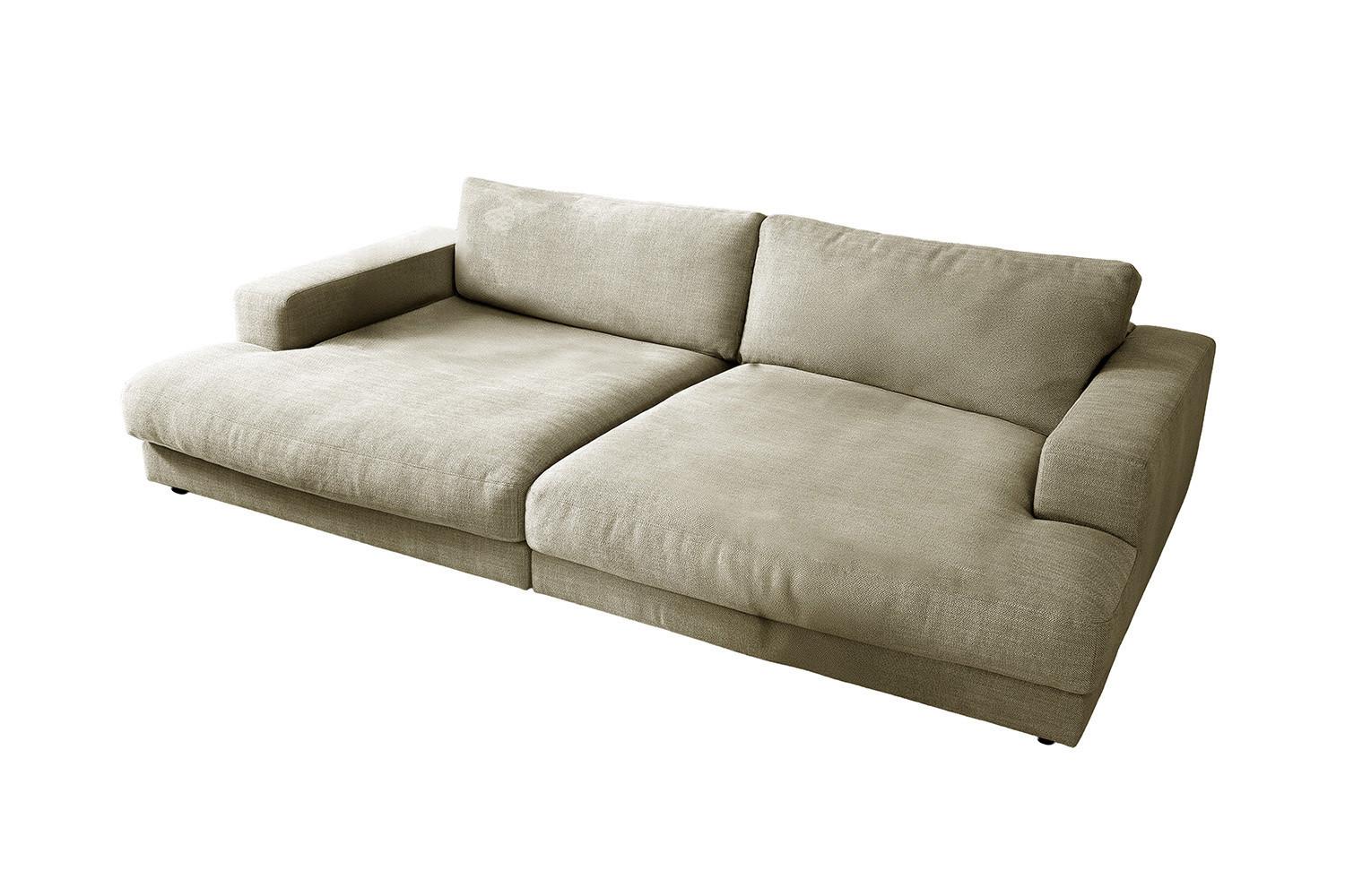 BIG SOFA MADELINE Cremeweiß Webstoff - Creme/Schwarz, Kunststoff/Textil (290/85/190cm) - KAWOLA