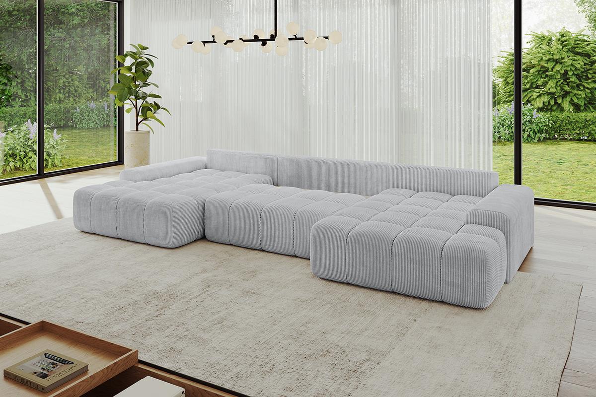 WOHNLANDSCHAFT ENSI-U - 353x164x69 cm Grau - Grau, Holzwerkstoff/Kunststoff (357/69/164cm) - ALTDECOR