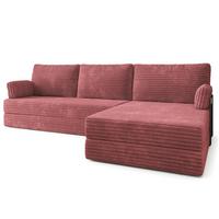 ECKSOFA ANKO modulares Boneless Sofa mit Schlaffunktion Rosa Kordstoff - Rosa, Textil (270/160cm) - MASSENO
