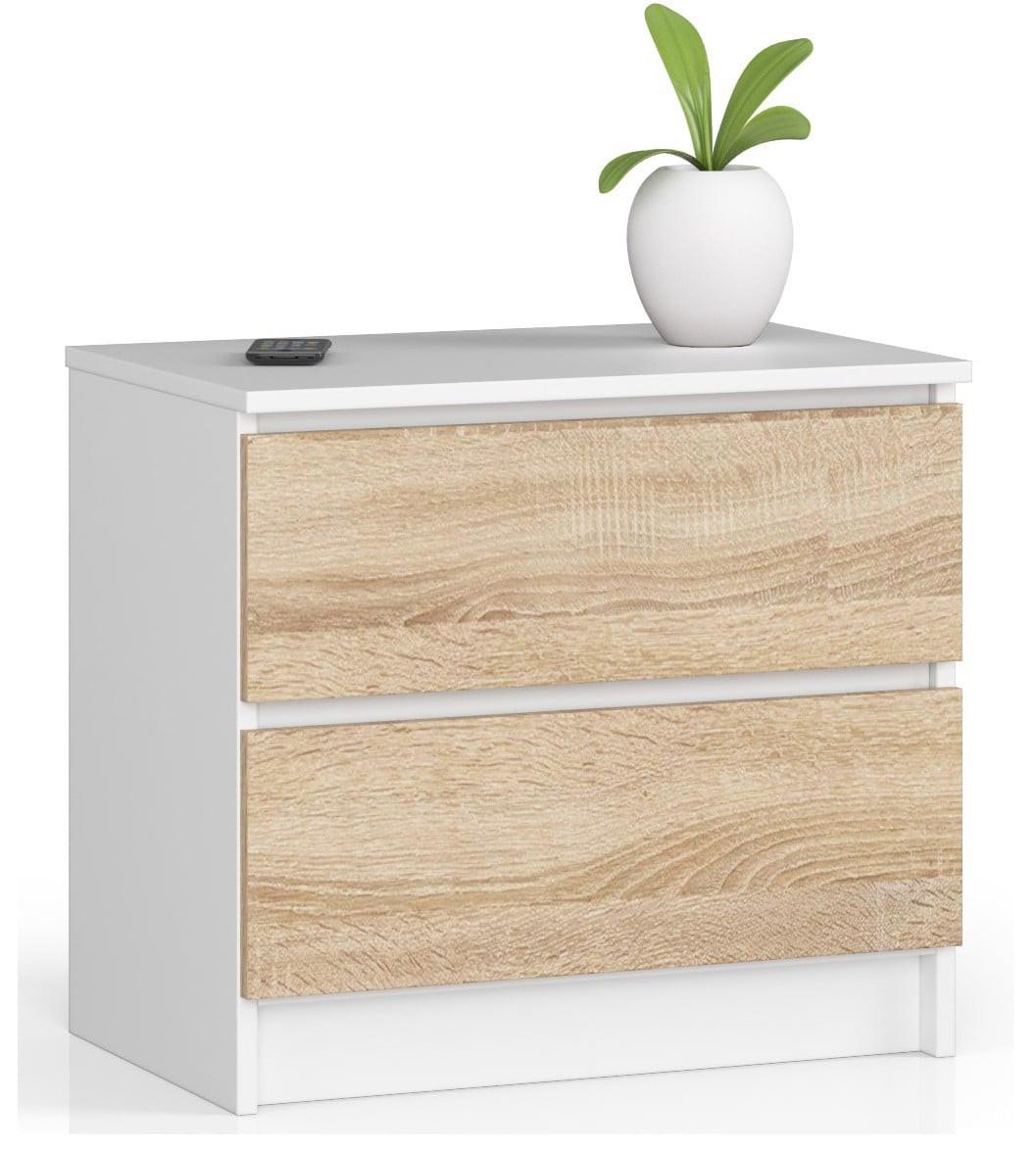 KOMMODE Weiß, Eiche Sonoma 55/60/40 - Weiß, Holzwerkstoff (60/55/40cm) - RAUMHIRSCH FURNITURE