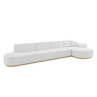 ECKSOFA Ottomane Rechts MARI-L3-v2 - 413x171x83 cm Weiß Bouclé - Weiß, Holzwerkstoff/Textil (171/413cm) - ALTDECOR