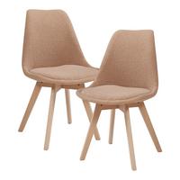 ESSZIMMERSTUHL-SET 2 TLG. Fläten - Taupe/Naturfarben, Holz/Kunststoff (49/82/54cm) - [en.casa]