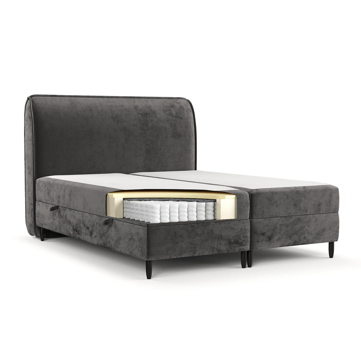 BOXBETT Lunaro 200/200 cm Stahl im Lotta Stoff - Graphitfarben/Schwarz, Holz/Holzwerkstoff (200/200cm) - AltaBeds