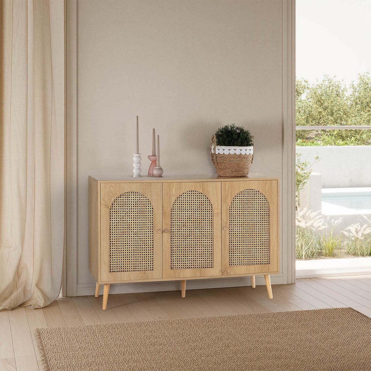 SIDEBOARD Luna 3 türen Eichefarbe - Honigeiche, Holzwerkstoff (120/79/40cm)