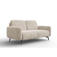 SOFA FEBE 2-Sitzer, cremefarbener Chenille-Stoff - Creme/Schwarz, Holz/Textil (160/82/96cm) - Wozimo