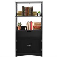 HOCHSCHRANK Schwarz - Schwarz, Holz (61/122/33cm) - COSTWAY