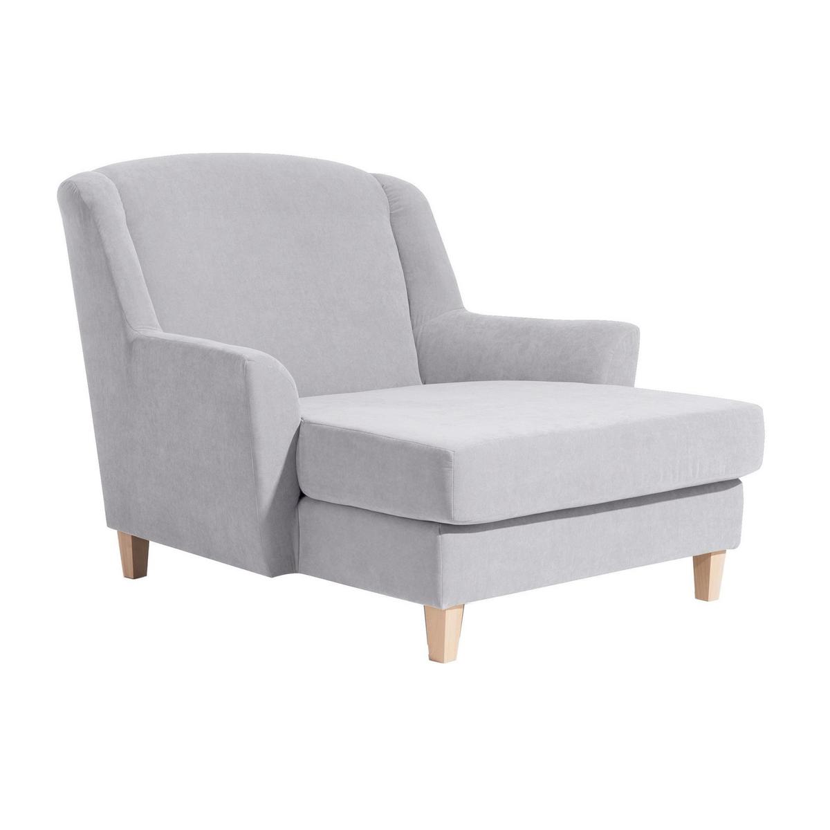 SESSEL XXL Karil Bezug Veloursstoff Buche natur / silber - Grau, Kunststoff (136/107/142cm) - 58aufmkessel