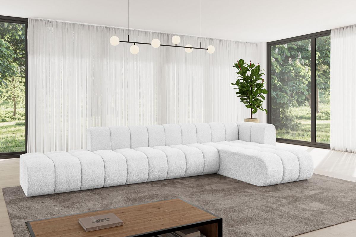 ECKSOFA modulares Sofa Zuvon-L2 - 387x177x70 cm Weiß - Weiß, Holzwerkstoff/Textil (387/177cm) - ALTDECOR