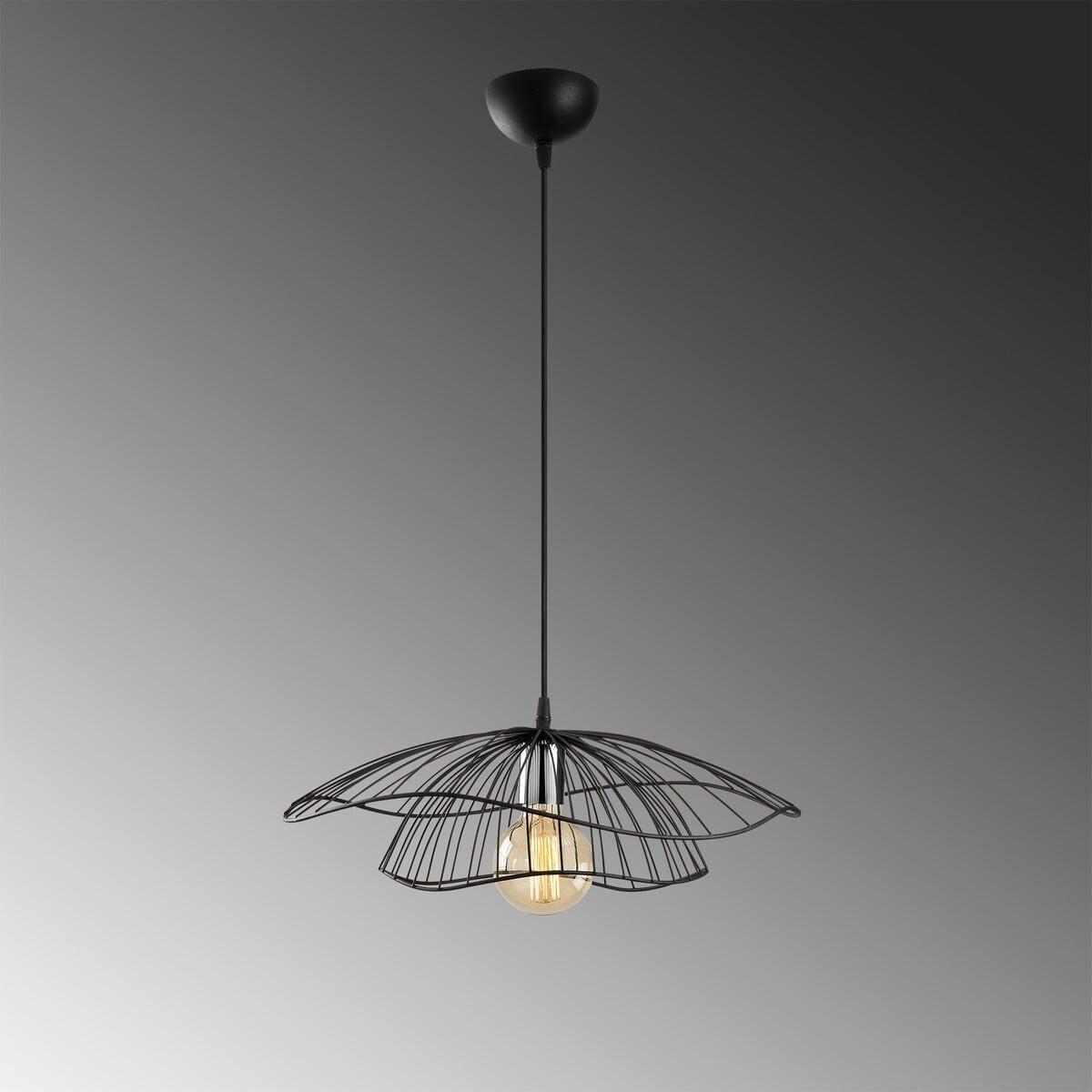 DRAHT-PENDELLEUCHTE aus metall - fleur 50/50/111 cm - Schwarz, Metall (35/50/111cm) - Calicosy