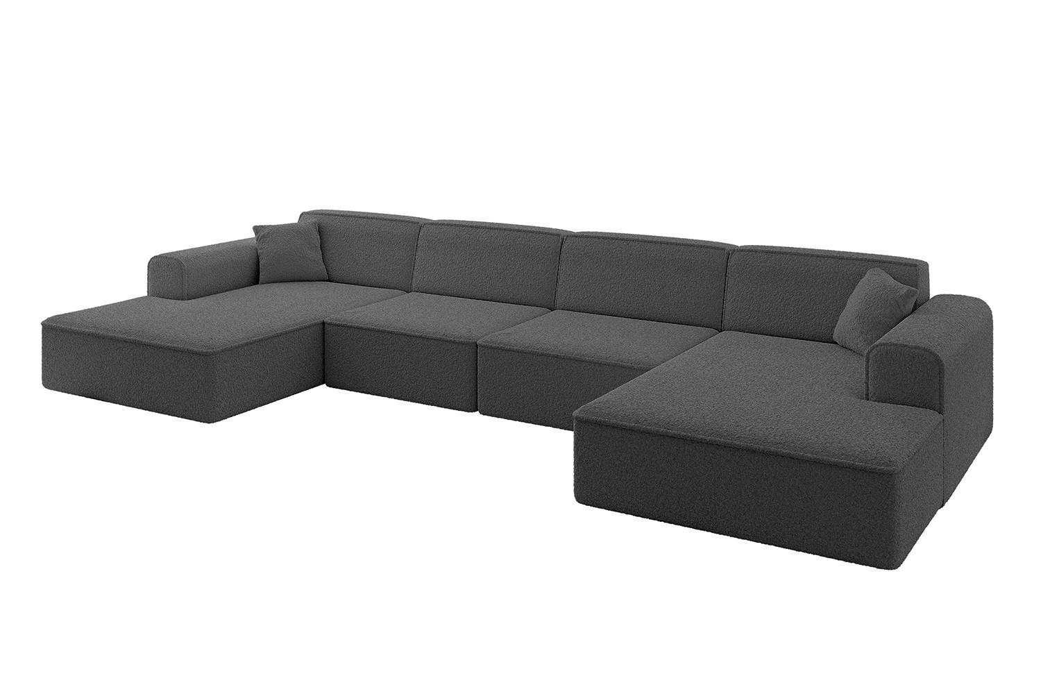 WOHNLANDSCHAFT IREA-U2-v3 - 386x165x77 cm Grau - Anthrazit/Olivgrün, Holzwerkstoff/Textil (386/77/165cm) - ALTDECOR