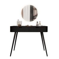 SCHMINKTISCH ZAIRA mit LED Spiegel Schwarz - Schwarz, Holzwerkstoff (103/80/49cm) - Lookway