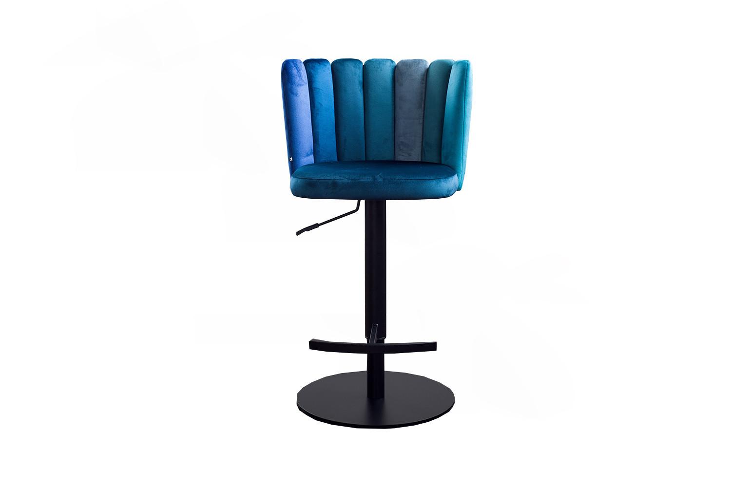 BARHOCKER JADA Blau Velvet Drehbar (360°), Höhenverstellbar (1er-Set) - Blau, Kunststoff/Textil (55/85/53cm) - KAWOLA