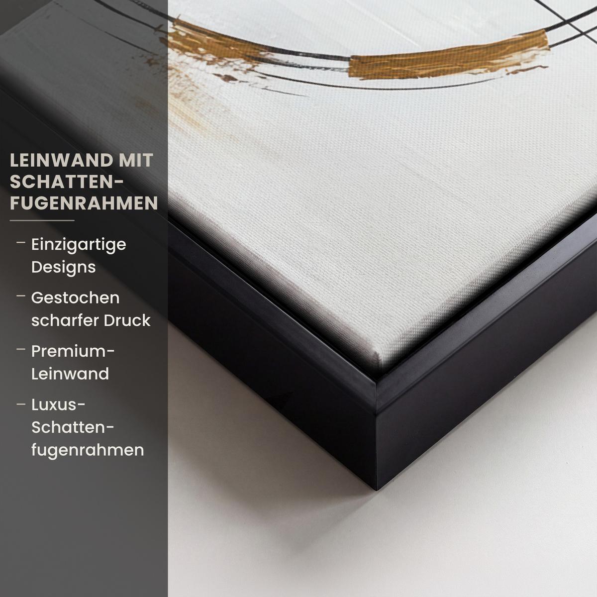 LEINWAND Bilder mit Rahmen - Abstrakt - Gold - Silber - Formen - Ästhetik - 70x100 - Multicolor, Textil (70/100cm) - MuchoWow