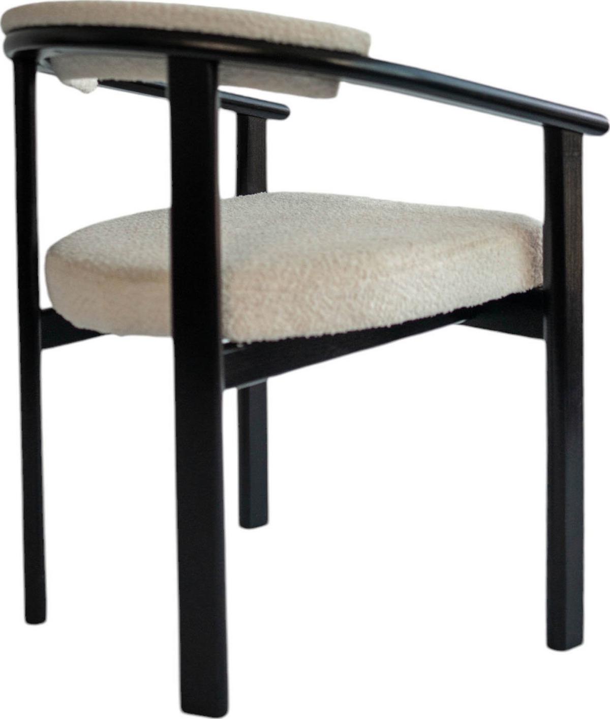 ESSZIMMERSTUHL KIRO 6er Set in Weiß Boucle mit schwarzen Buchenholzbeinen 56/55/73 cm - Schwarz/Weiß, Holz/Textil (58/72/47cm) - WFL GROUP
