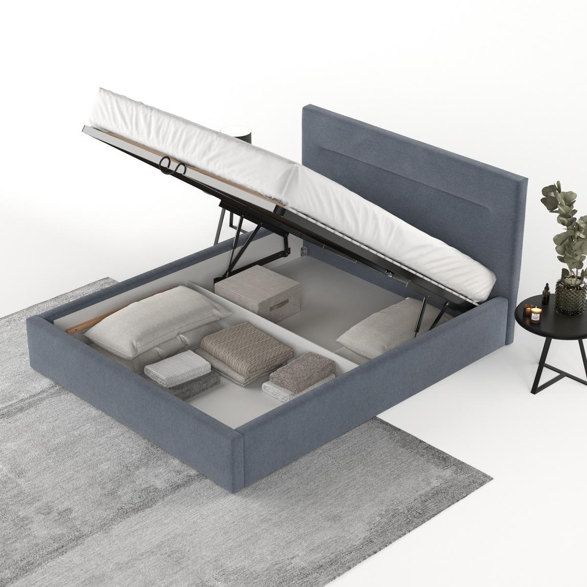POLSTERBETT Liline 140/200 cm Blau im Asti Stoff - Blau/Schwarz, Holz/Holzwerkstoff (140/200cm) - AltaBeds