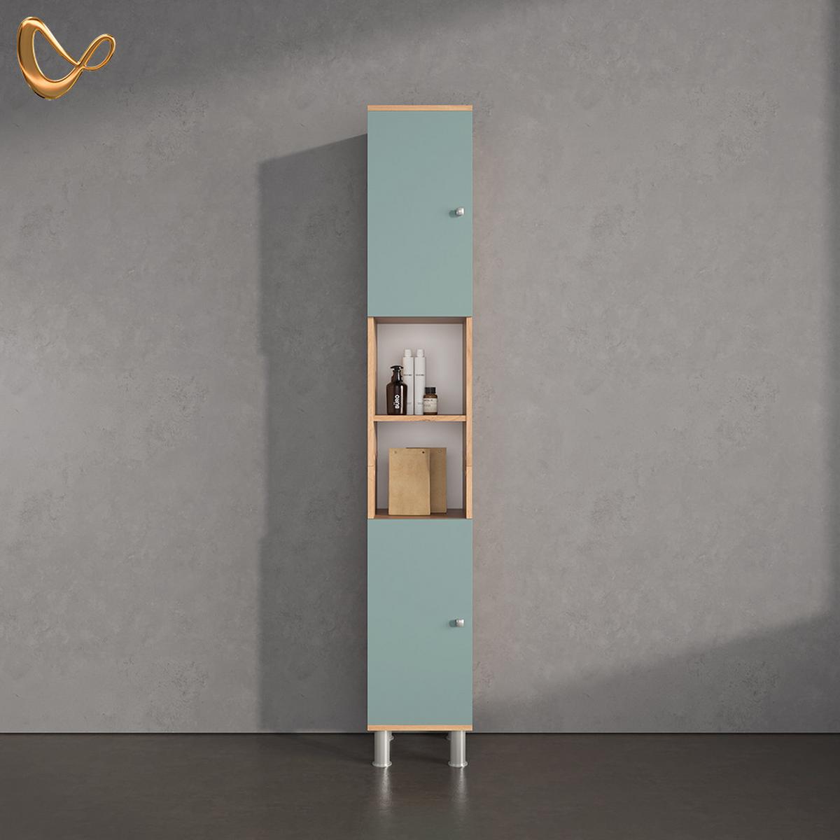BADSCHRANK Fucino Grün 30 x 190 cm - Grün, Holzwerkstoff (30/190/30cm) - Livinity®