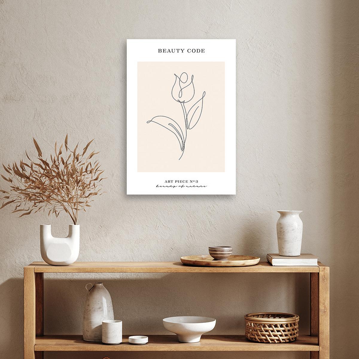 WANDBILD blume linienkunst - Beige, Textil (40/60cm) - Feeby