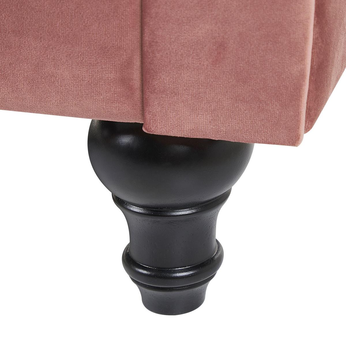 3-SITZER-SOFA Samtstoff Rosa Chesterfield - Pink, Textil (202/70/75cm) - Beliani