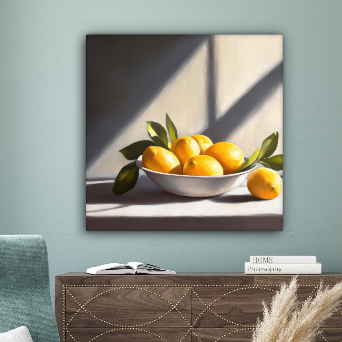 LEINWANDBILD Zitronen - Stilleben - Gelb Deko Groß 90x90 cm - Gelb, Textil (90/90cm) - MuchoWow