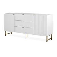 SIDEBOARD weiß, Gold 179 cm, Kommode mit Soft-Close und 3D-Struktur - Goldfarben/Weiß, Holzwerkstoff/Metall (179/90/41cm) - Furn.Design