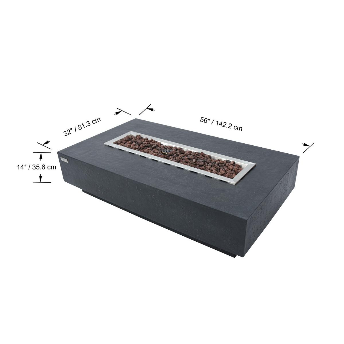 Feuertisch Hampton Faserbeton Dunkelgrau - Dunkelgrau, KONVENTIONELL, Stein/Metall (35/35/142cm) - Gardenson