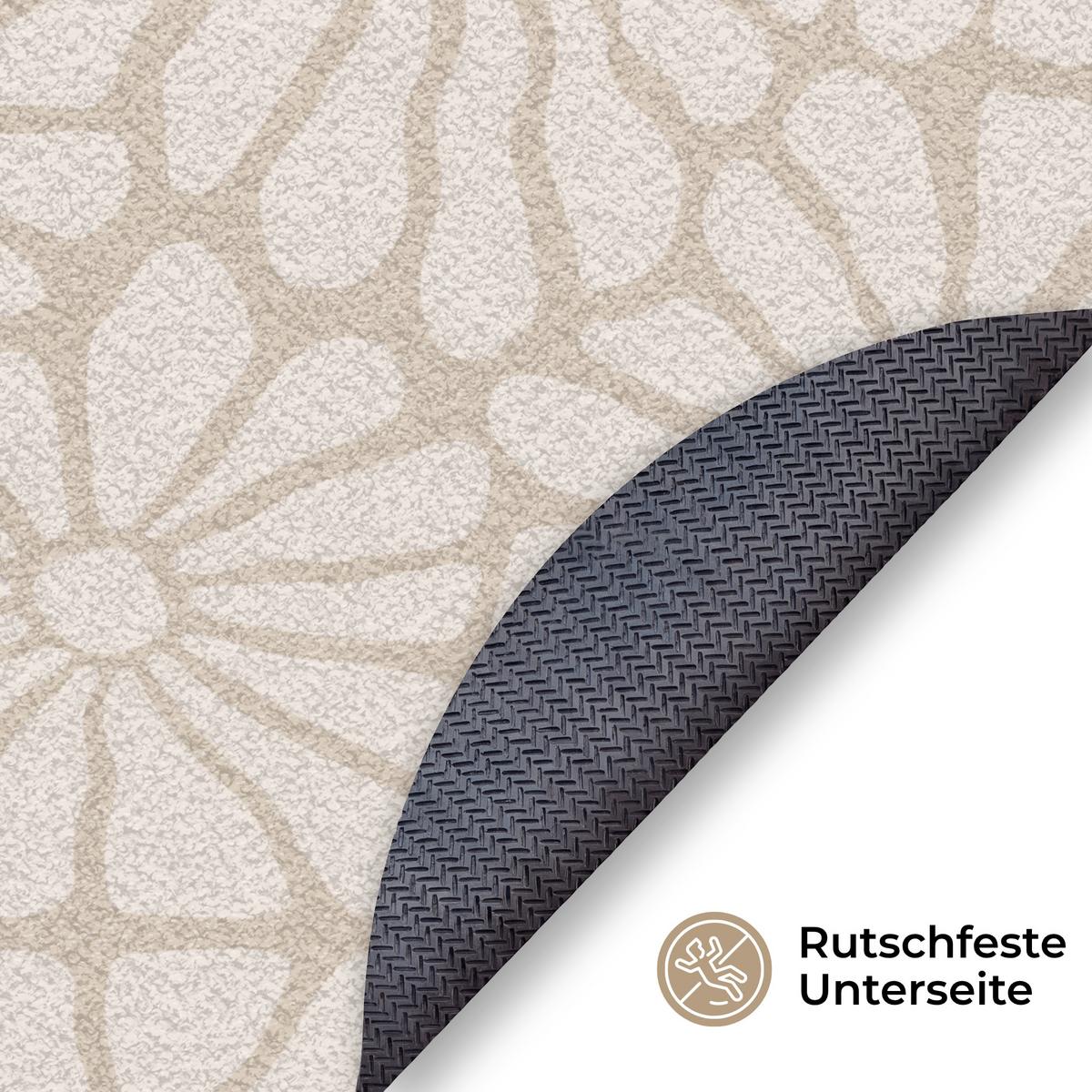 FUSSMATTE Floral - Druck - Beige - Braun - Minimalistisch Schmutzfangmatte 120x120 cm - Sandfarben, Kunststoff (120/0.4cm) - MuchoWow