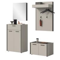 GARDEROBEN-SET 4-teilig Kaschmir 165 x 190 cm, Komplettset mit Soft-Close - Kaschmir/Schwarz, Holzwerkstoff/Kunststoff (165/190/40cm) - Inn.Furn