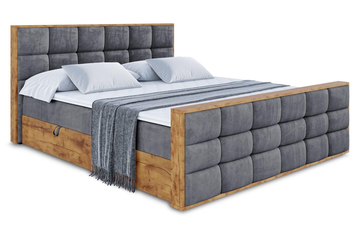 BOXBETT mit Matratze H4 und Lattenrost - LOLLI2-Z - 140x200 - Dunkelgrau Casablanca - Dunkelgrau, Holzwerkstoff (140/200cm) - ALTDECOR