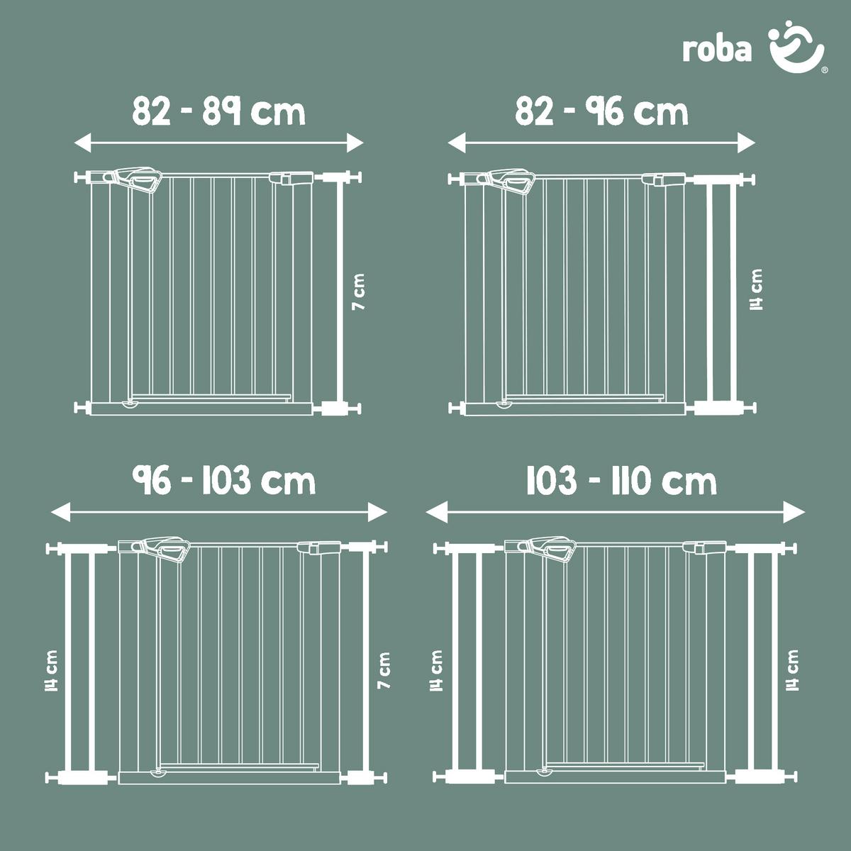 TÜRSCHUTZGITTER easySafe+ zum Klemmen - 75 - 82 cm - Weiß, Metall (82/5cm) - Roba