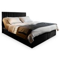 BOXBETT MURLO 180x200 cm mit Matratze und Topper - Schwarz - Schwarz, Holz (180/200cm) - MASSENO