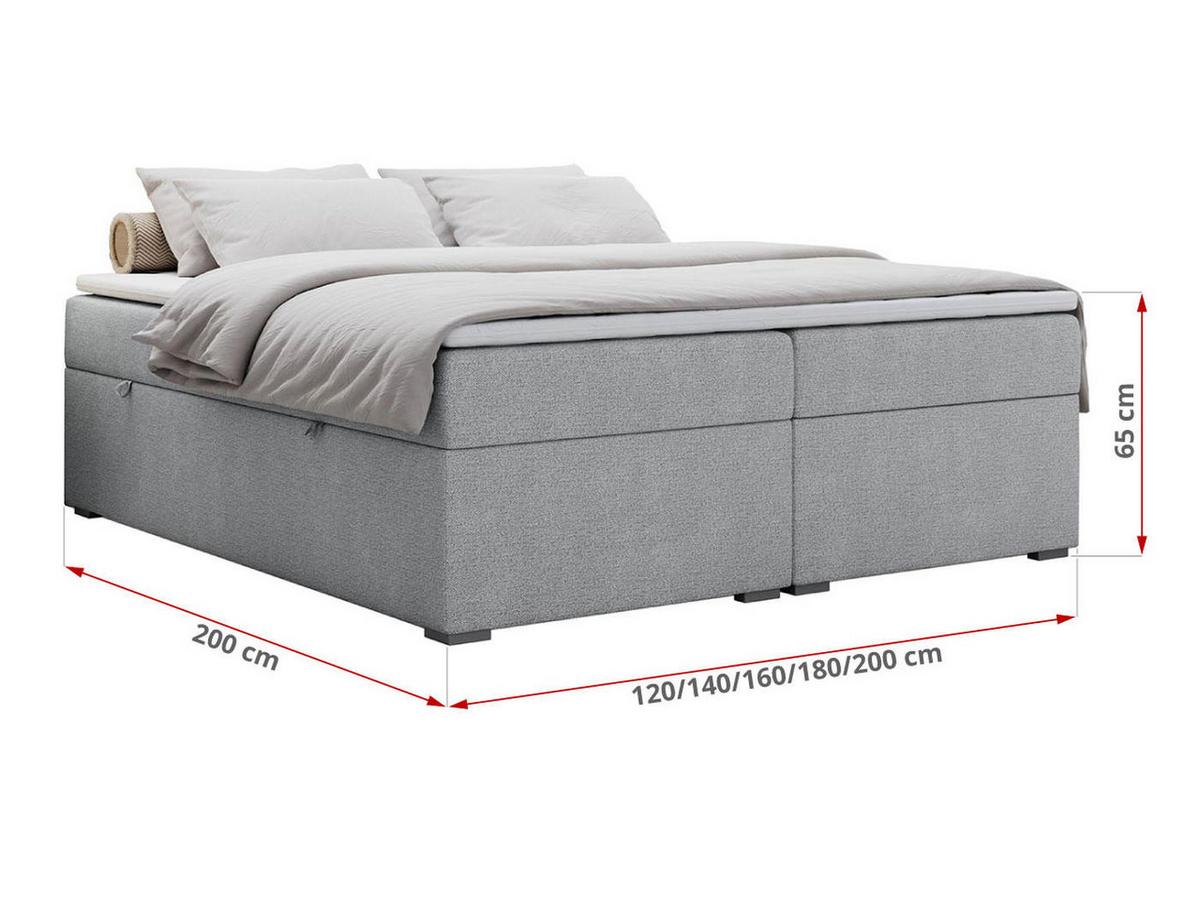 BOXBETT BESS 200/200 Hellgrau Struktur - H3 - Hellgrau, Holz/Textil (200/200cm) - MKS
