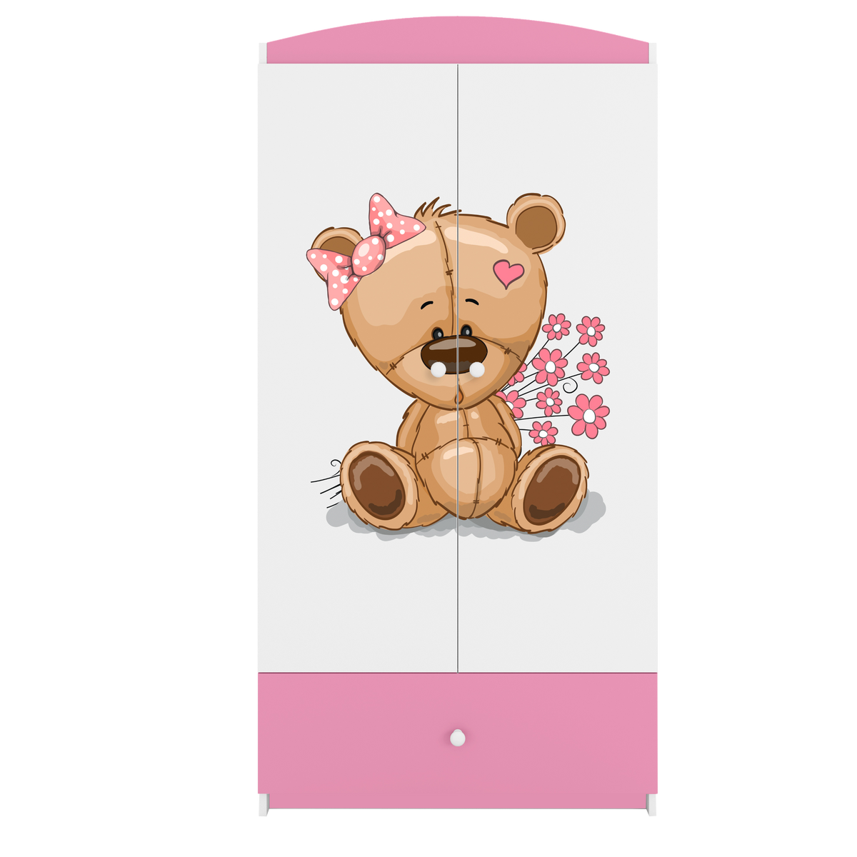 KINDERKLEIDERSCHRANK Teddybär II - Hellrosa, Holzwerkstoff (90/175/52cm) - RAUMHIRSCH FURNITURE