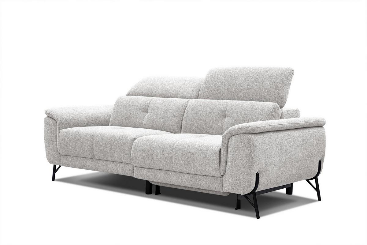 SOFA AVENA 3-Sitzer mit 1 Relaxfunktion, hellgrau - Hellgrau, Holzwerkstoff/Textil (204/80/108cm) - Wozimo