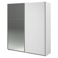KLEIDERSCHRANK weiß 178 cm, Schwebetürenschrank 2-türig mit Spiegel und Soft-Close - Weiß, Glas/Holzwerkstoff (178/203/59cm) - Parisot Meuble
