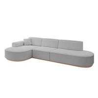 ECKSOFA Ottomane Links MARI-L2-v1 - 328x171x83 cm Hellgrau Bouclé - Hellgrau, Holzwerkstoff/Textil (328/171cm) - ALTDECOR