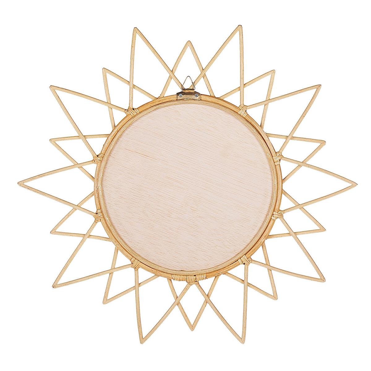 WANDSPIEGEL Rattan natürlich Sonnenform 61 cm Aroek - Beige/Naturfarben, Naturmaterialien (61/61/3cm) - Beliani