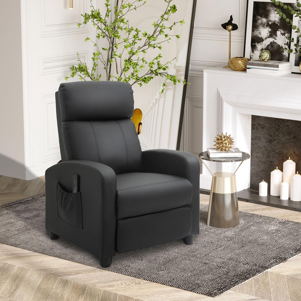 MASSAGESESSEL Kunstleder Schaumstoff Schwarz - Schwarz/Grau, Kunststoff (88/98/68cm) - HOMCOM