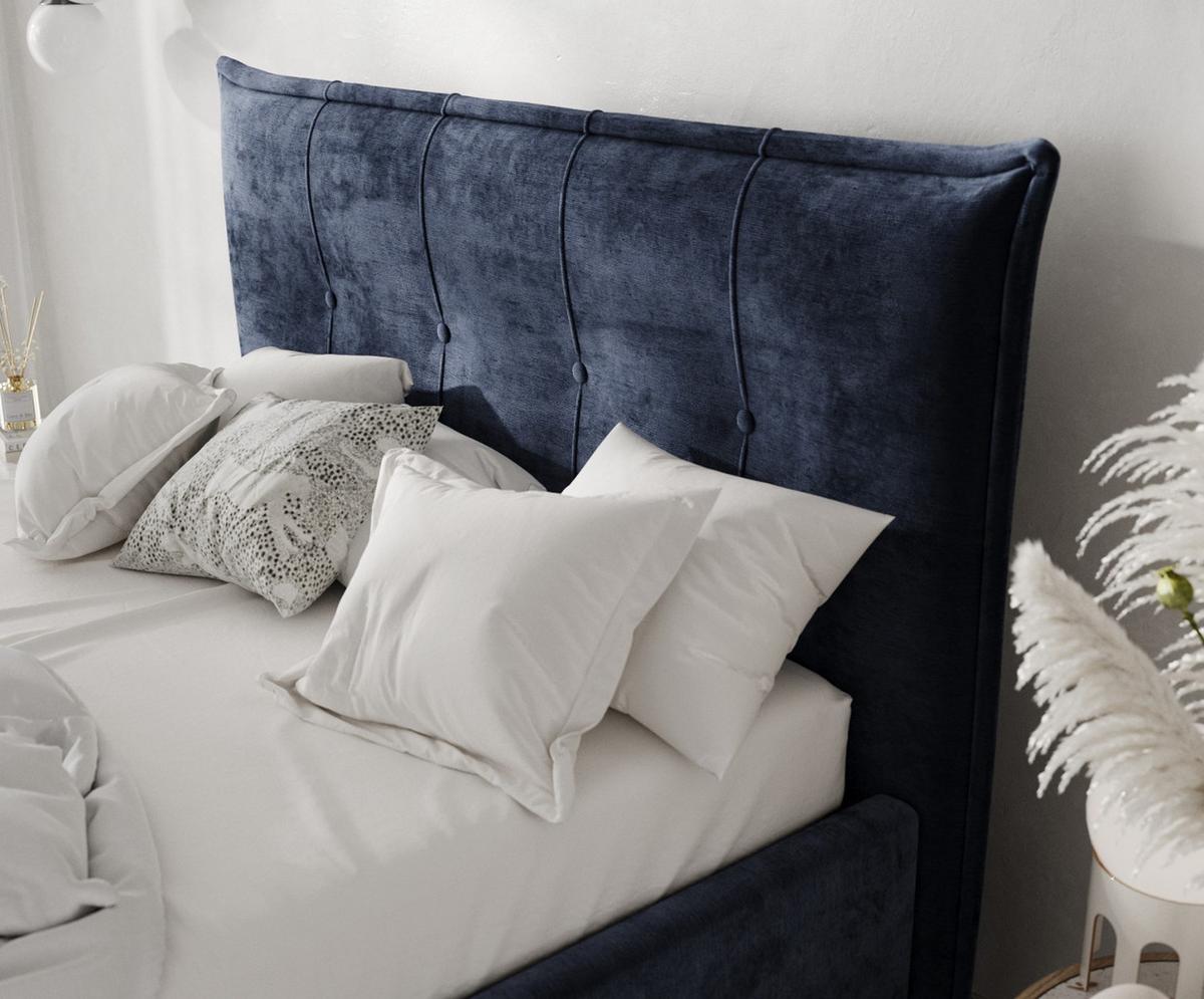 POLSTERBETT Plaza 180/200 cm Marineblau im Lotta Stoff - Naturfarben/Dunkelblau, Holz/Holzwerkstoff (180/200cm) - AltaBeds