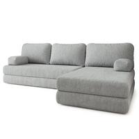 ECKSOFA LEA modulares Boneless Sofa mit Schlaffunktion Hellgrau Boucle-Stoff - Hellgrau, Textil (270/160cm) - MASSENO