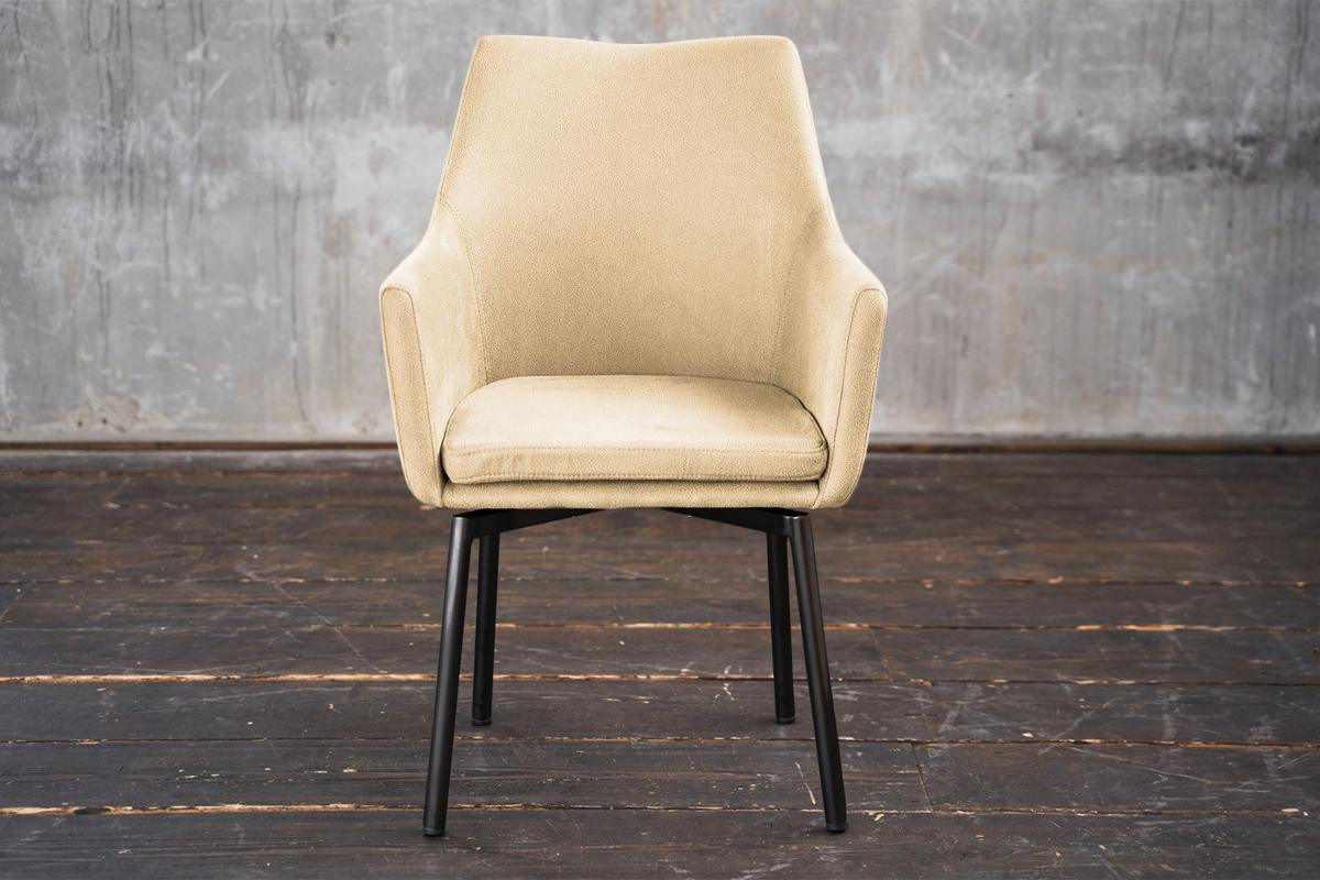 STUHL CALI Beige Microfaser Drehbar (180°) - Beige, Textil (56/88.5/61cm) - KAWOLA